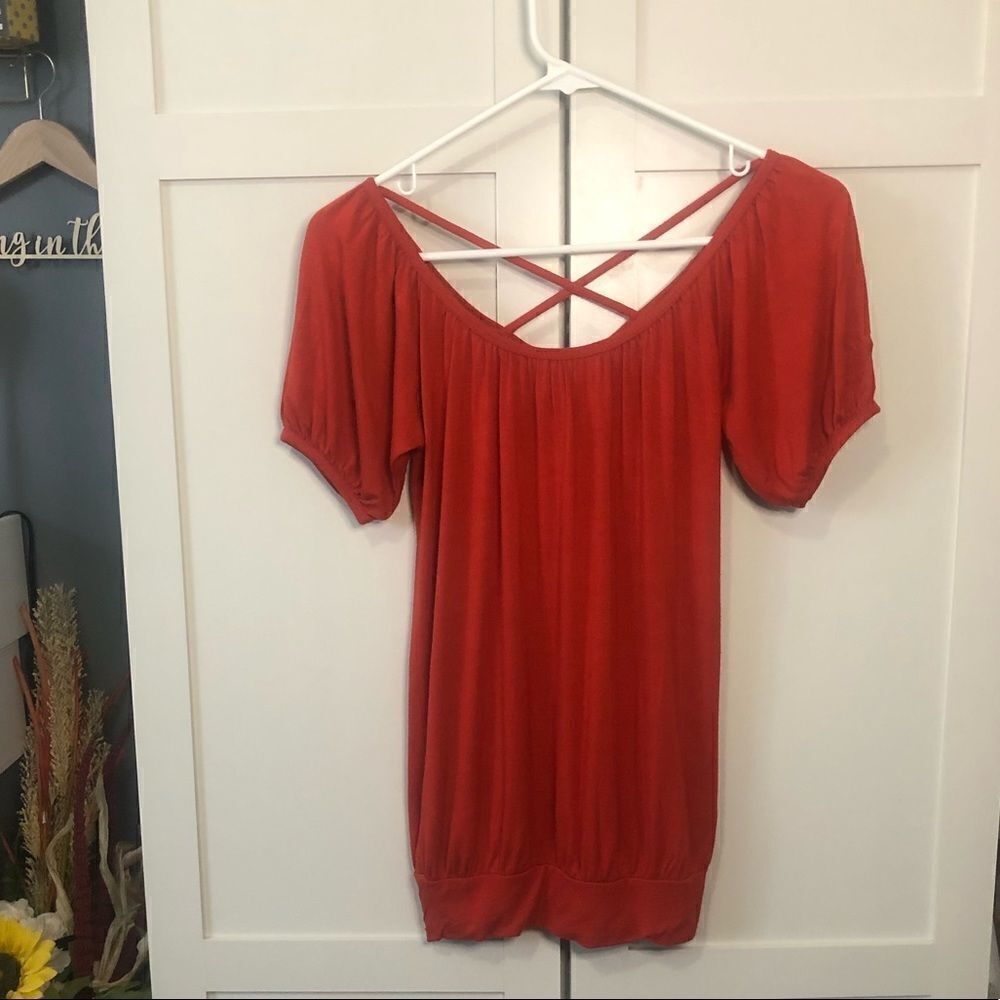 Women’s size small/medium‎ Body central orange cross back top 0171